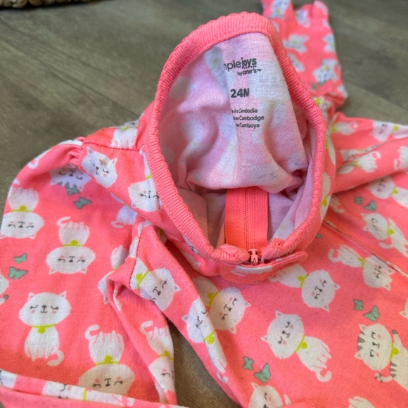 Carter’s Cat Zip Footie Ruffle Butt Pajamas 24 Months Baby Toddler Girl - Picture 9 of 12
